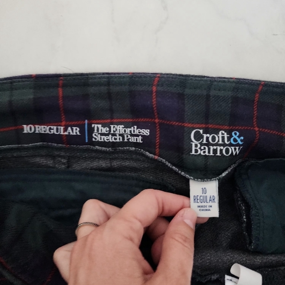 Croft & Barrow Plaid Pants Green Red Navy Christmas Holiday 10 - Picture 9 of 14